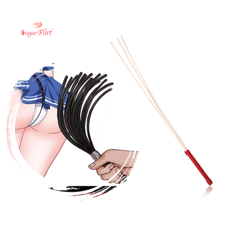 Adult Feminine Sex Toy Bamboo Wooden Flogger Couple Spanking Sm Cosplay Flirting Whip Consists of 3 Rattan Cane SM Game Play