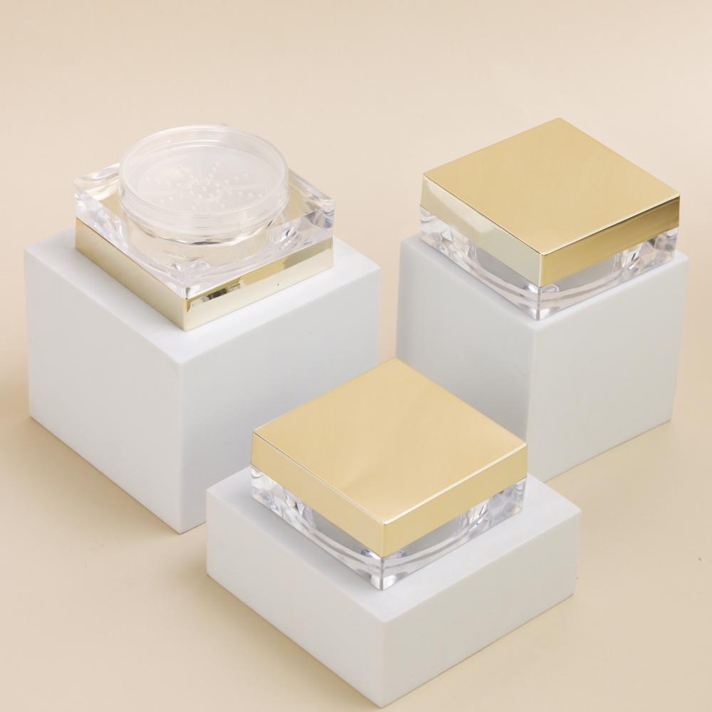 High Quality 10g Rose Gold Makeup Case Empty Loose Powder Box Cosmetic Loose Powder Container with Sifter