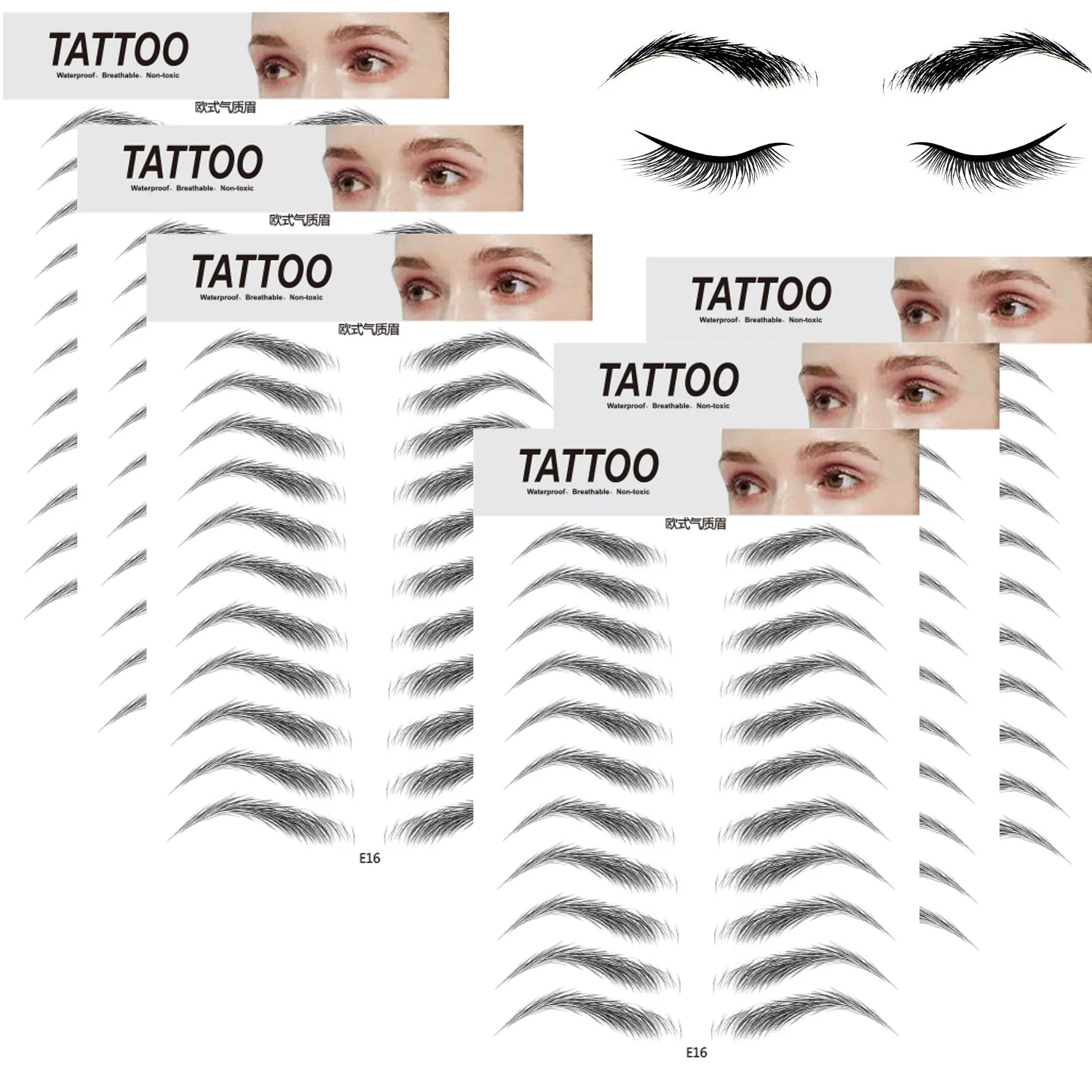 JS custom waterproof face eyebrow 3d 4d temporary tattoo stickers