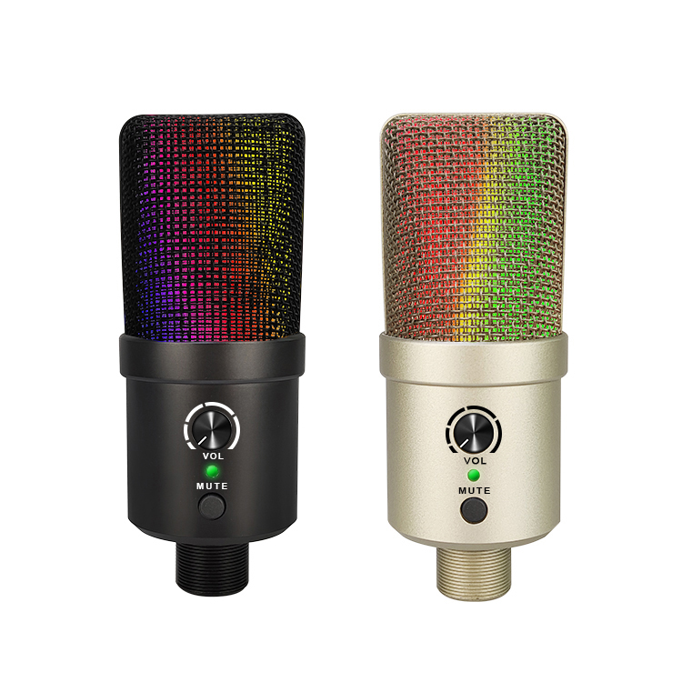 Студийный конденсаторный микрофон USB RGB для радио, ПК, записи, Youtube, трансляции и проведения трансляций