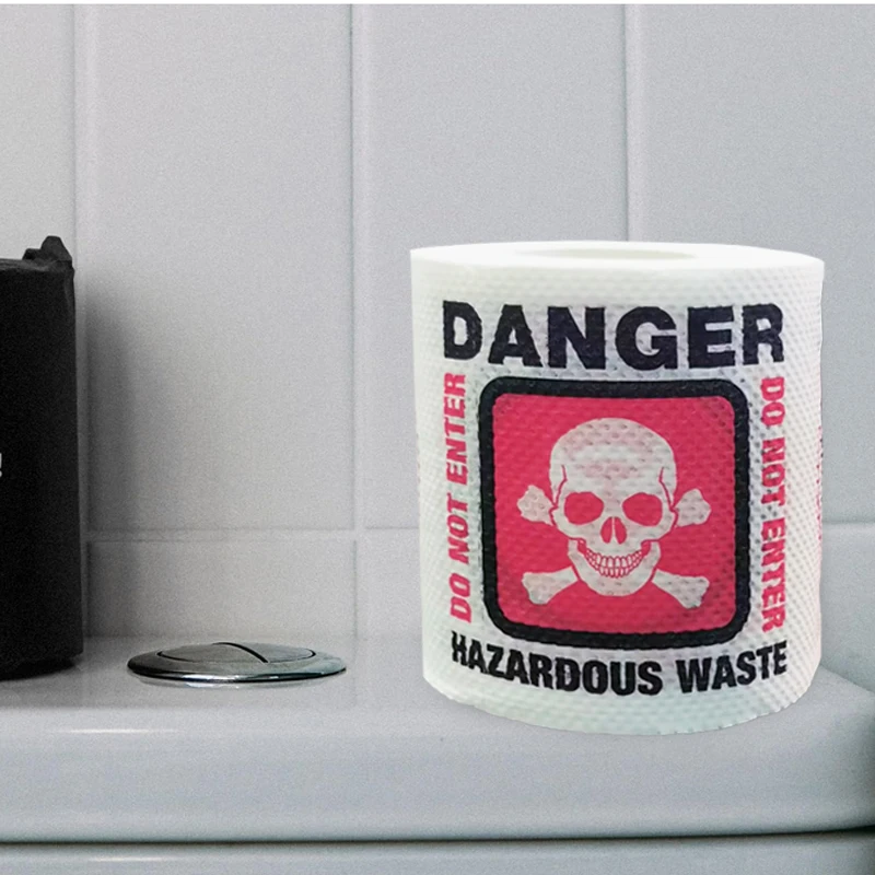 LR Novelty Skull Danger Board Printed Toilet Roll Paper For Festive Home Bathroom Party 2 Ply 300 Sheets Prank Decoration Gift