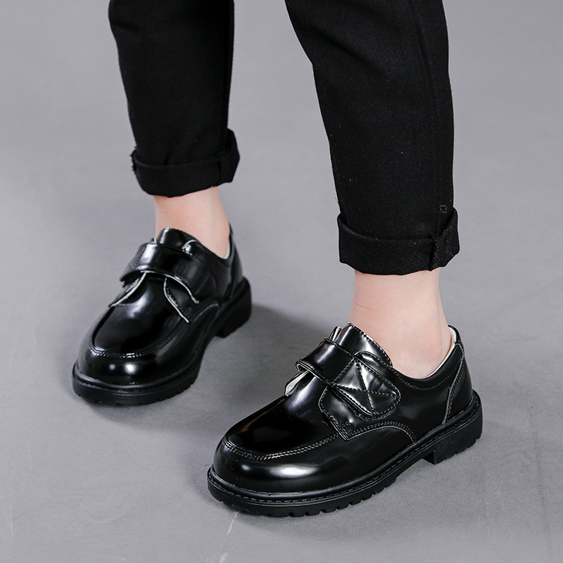 High Quality Children's Dress Shoes For Boys Mini MOQ Kids Black Leather Lace Up Student School Shoes