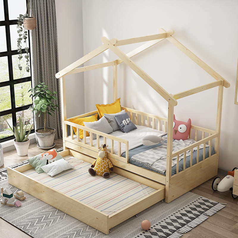 Log Style Pine Solid Wood Children's Bed Popsicle Bed Castle Bed
