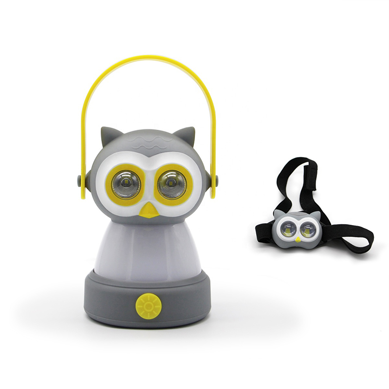 Owl Portable LED Camping Lights & Headlamp Set 3AA Battery Outdoor Camping Lamp For Children Gift