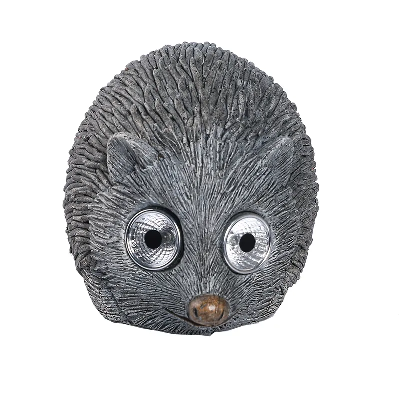 Small Polyresin handicraft hedgehog ornament with solar lights for garden park decoration
