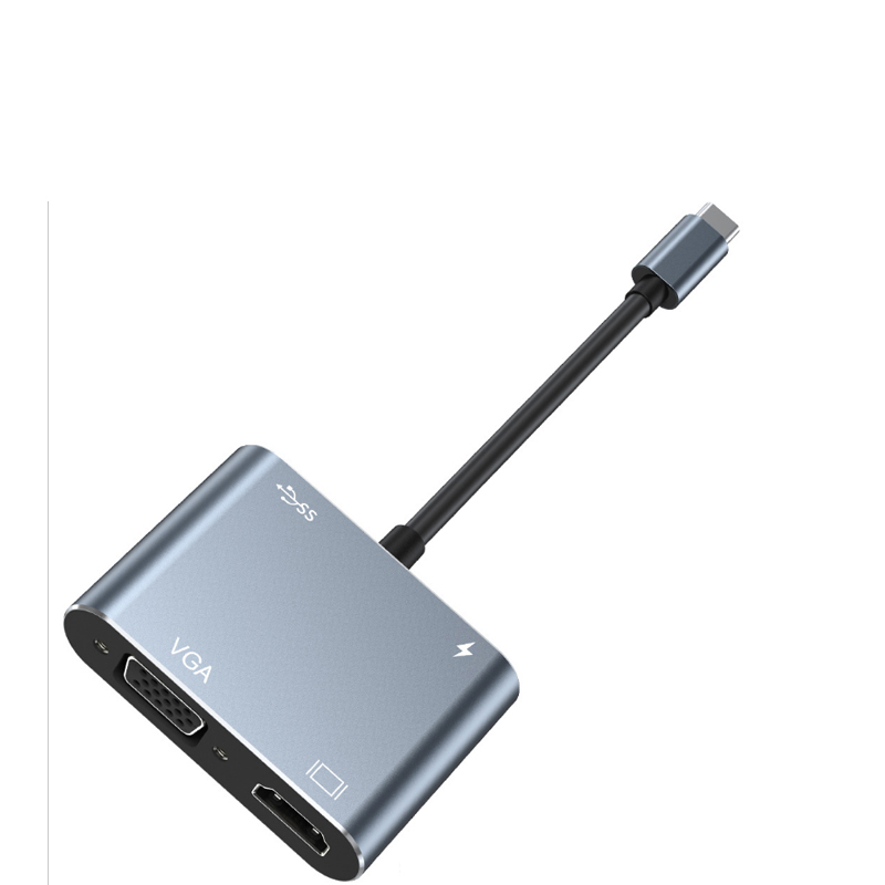 Алюминиевый магниевый переключатель типа c USB 3,0 Hub Motor 4 в 1 HTV VGA расширения для Macbook