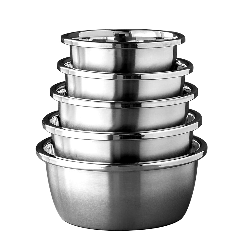 Multi Functional Kitchen Wash Basin Mixing Bowl Salad Stainless Steel Round Wash Food Basin