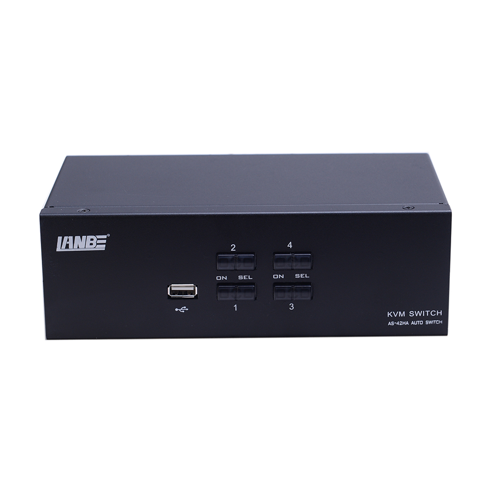 Оптовая продажа, четыре входа, два выхода, 4 порта, настольный HDMI KVM-переключатель с USB-кабелем