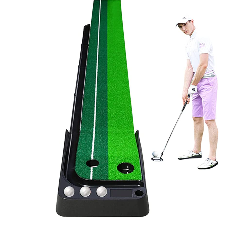 Portable Golf Putting Green for Indoor or Outdoor Golf Practice Training Golf Putting Mat with Auto Ball Return Function