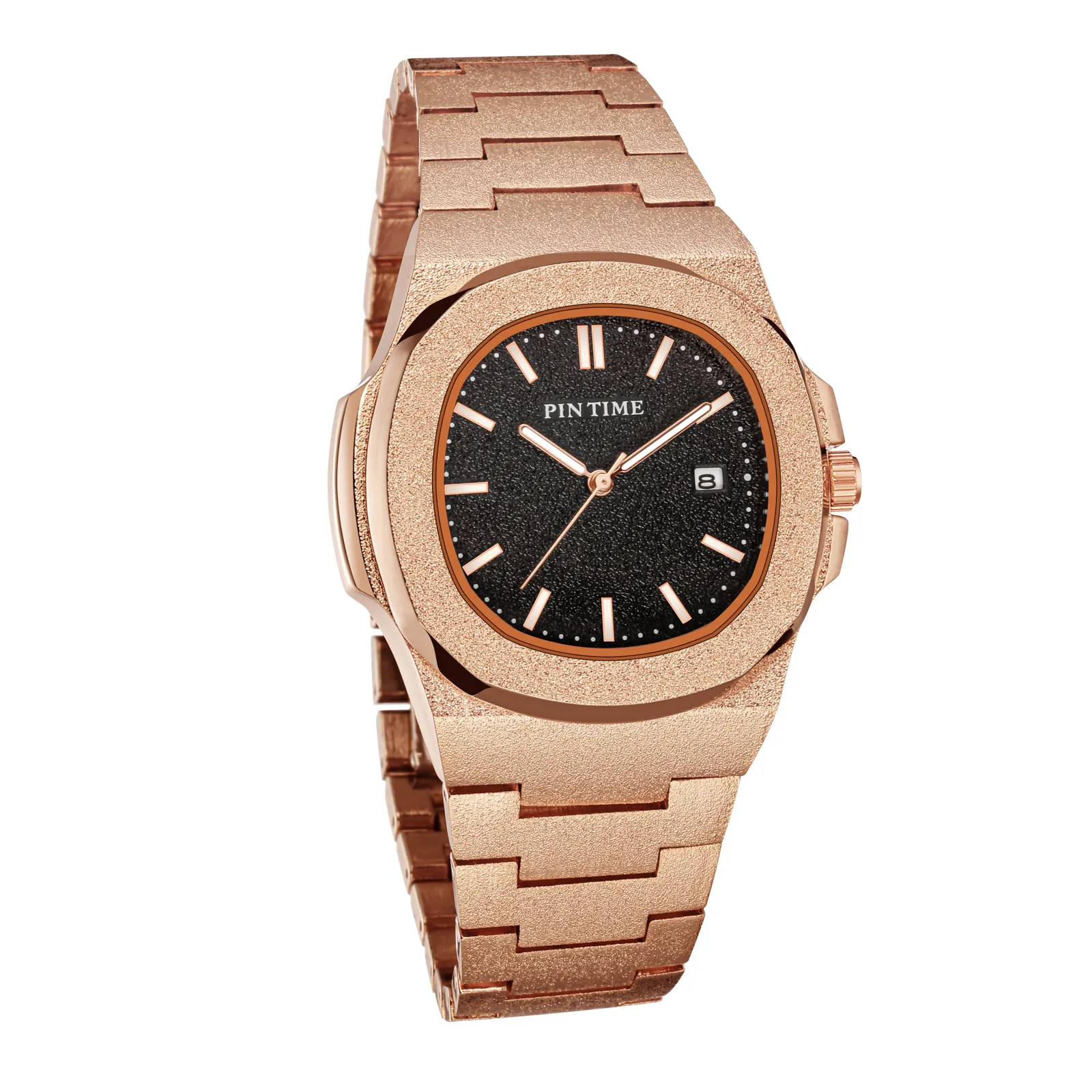 Rose Gold Stainless Steel Strap Luxury Fashion Quartz Watch High End Watch Custom Logo