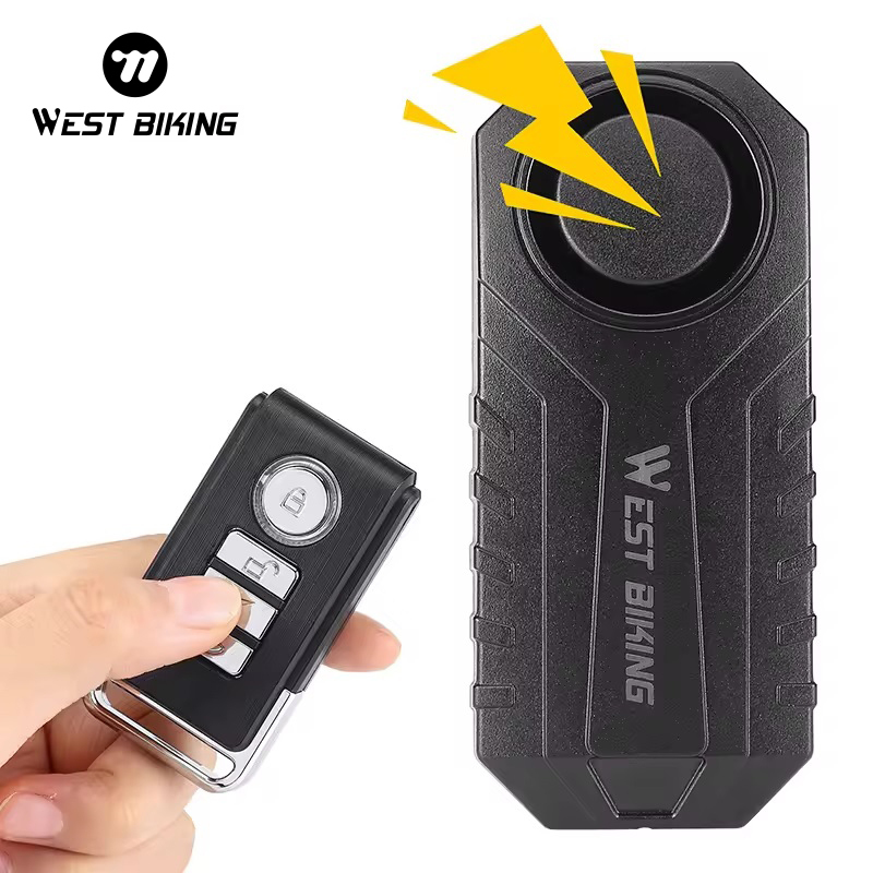 WEST BIKING Anti-Theft Alarm Remote Control Cycling Bicycle IP55 Waterproof 3 AAA Batteries 113db Loud Volume Alarm Bike Alarm