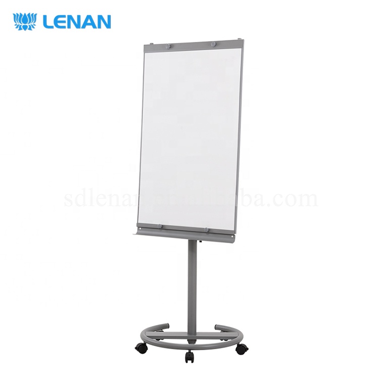 100x65cm Office Round Based Flip Chart Easel Mobile Magnetic Dry Erase White Board Flipchart Stand with Wheels