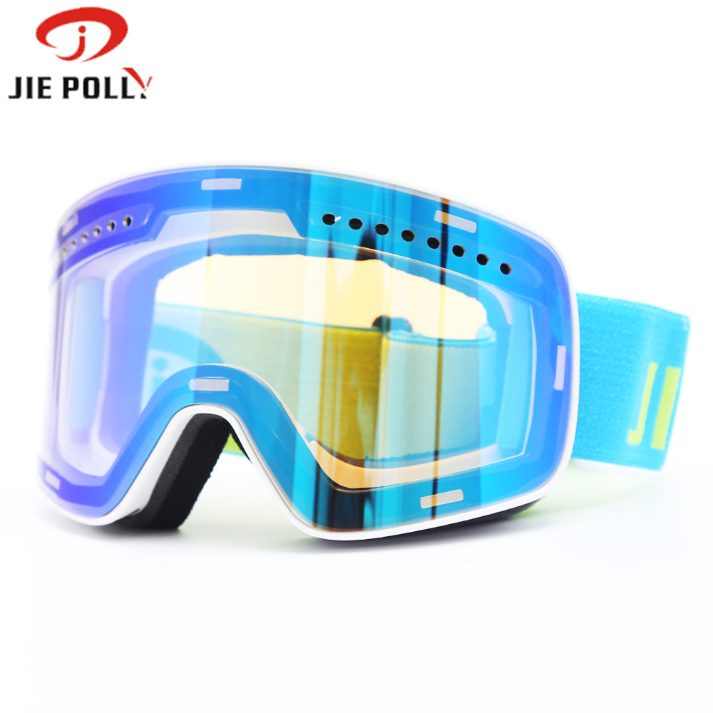 Jiepolly Uv400 Usage и линзы для ПК Лыжные очки на заказ для взрослых Модные двойные линзы Магнитные противотуманные лыжные очки