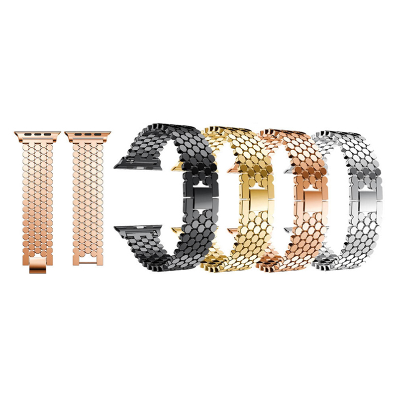 Factory Price Fish Scale Type Metal Stainless Steel Watch Band for Apple Watch 1 2 3 4 5 6 SE 38mm 40mm 42mm 44mm