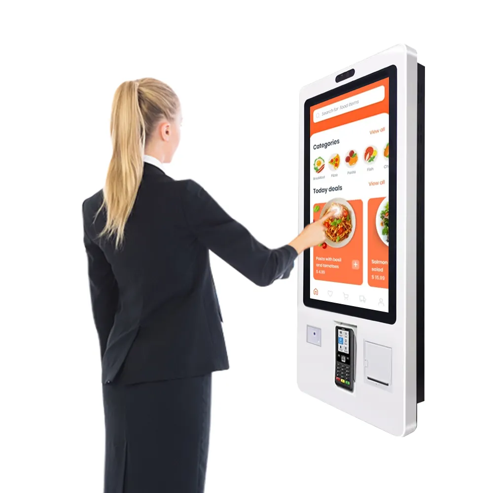 KFC Mcdonalds 21.5 24 27 32 inch touch screen fast food self service ordering kiosk self checkout kiosk