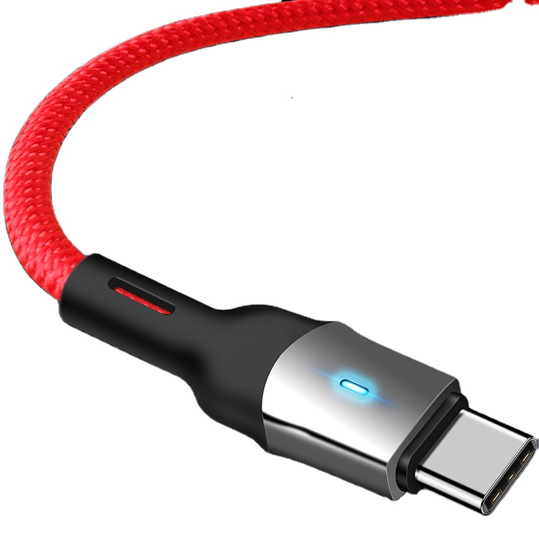 Быстрая зарядка 1 м 5А Smart Power-off LED нейлоновый Плетеный USB кабель для передачи данных type C