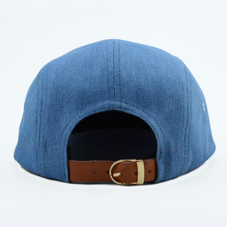 Custom LOW MOQ High Quality Leather Patch 5Panel 5 Panel Five Panel Cap Caps Five Panels Hat Hats With Leather Strap