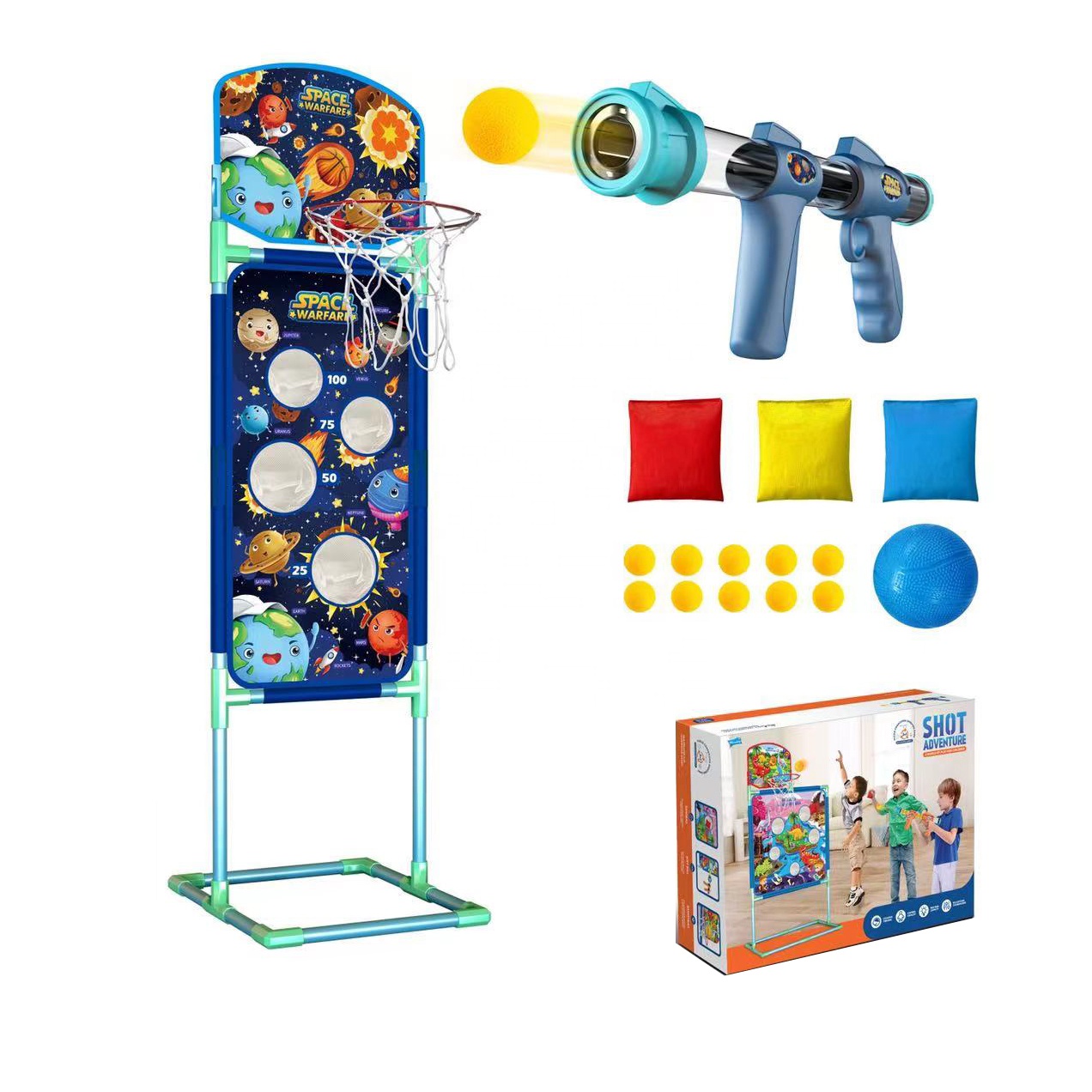 Kids play toys scoring standing target shooting dart game EVA ball popper BBS gun air soft power gun outdoor toys for kids shoot