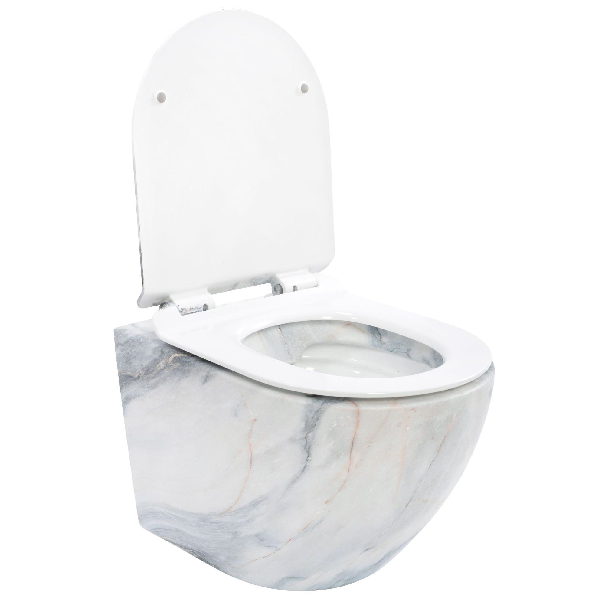 Made In China Bathroom Fashion Design Rimless Wc Wall Mounted Toilet Marble Surface