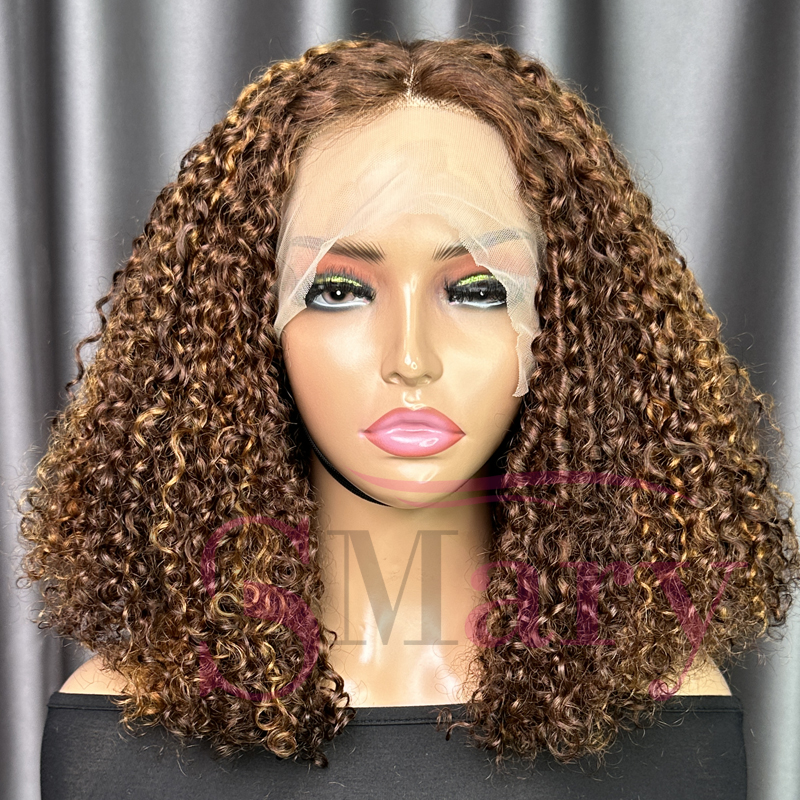 250% Density 13x4 T Part Pixie Curl Lace Frontal Wigs 12A Grade Highlight Super Double Drawn Vietnamese Raw 100 Human Hair Wigs