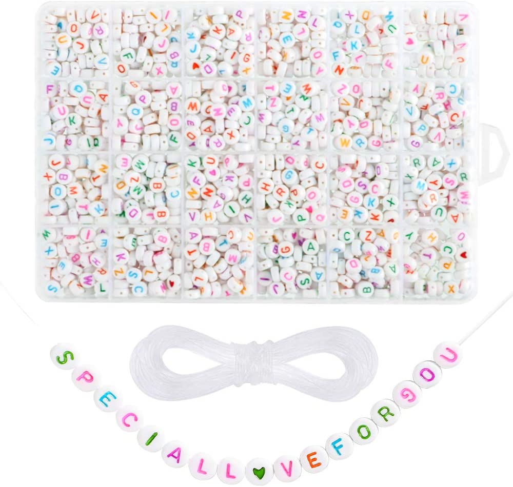 1620 Pcs Assorted Oblate A-Z Alphabet Beads Colorful Acrylic Letter Beads kit