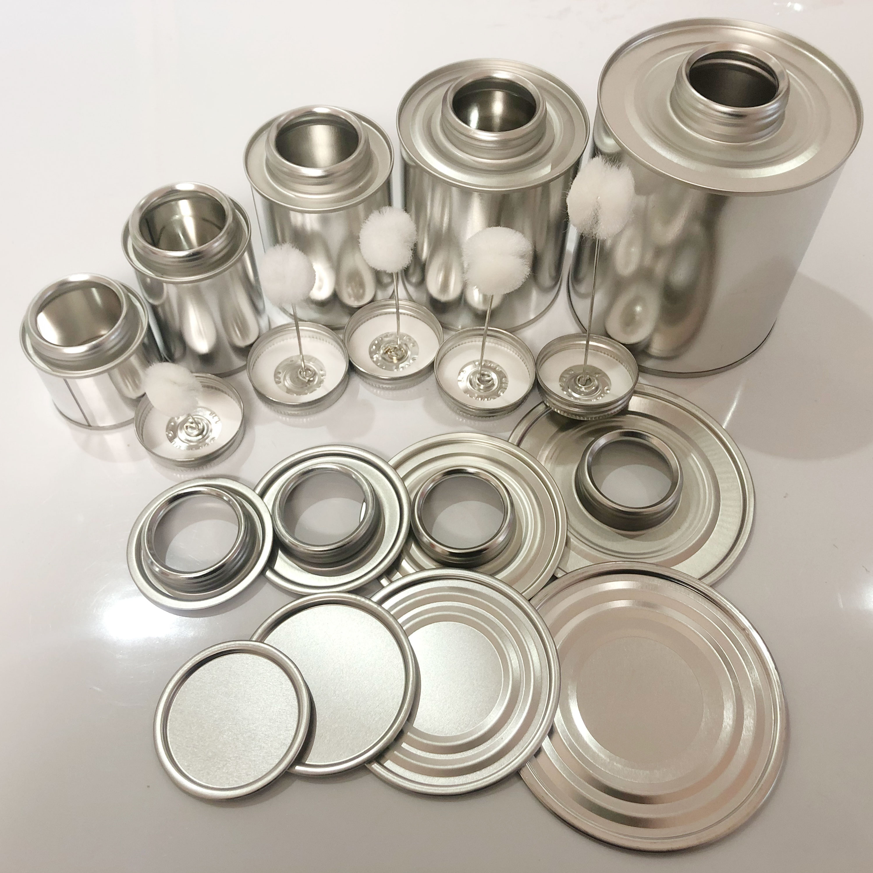 Tin can manufacturer monotop screw top metal glue tin can utility can with 1-3/4 delta opening
