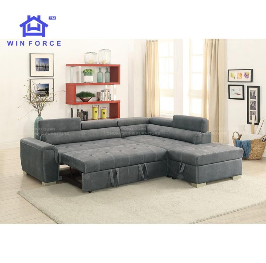 High End Modern Style Living Room Corner Sofa Bed L shape Sofa Cum Bed Fabric Sofa Sleeper With Storage