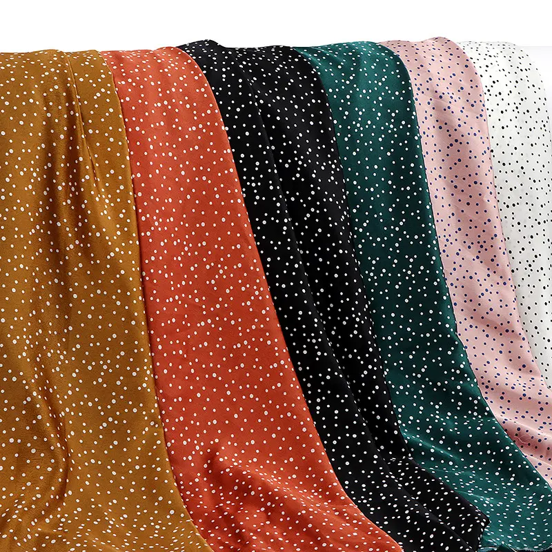 Hot selling polka dots custom design 100% Polyester woven printed chiffon fabric