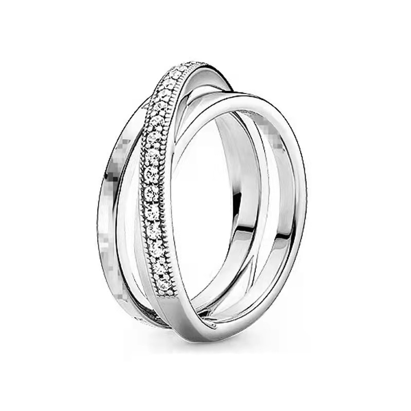 Rx Jewelry Pan 2021 S925 Silver New Series Silver Rose Love Ring Glaze Cross Circle Fashion Diy Lovers Ring