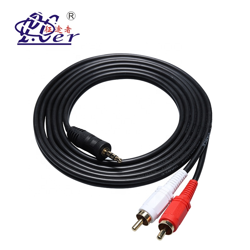 Двойной экранированный аудиокабель RCA, штекер-штекер 3,5 мм на 2 RCA Aux кабеля