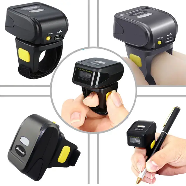 Symcode MJ-R30 1D 2D QR Barcode Scanner Portable Ring Wearable Wireless Finger Mini Bar Code Reader Scanner