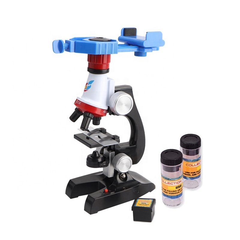 Educational Science Tool Kits Microscope with LED 100X 400X and 1200X Magnification for Kids Beginner