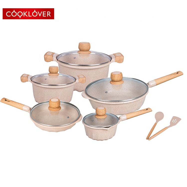 Набор посуды cooklover из 12 предметов с мраморным покрытием из литого под давлением алюминия