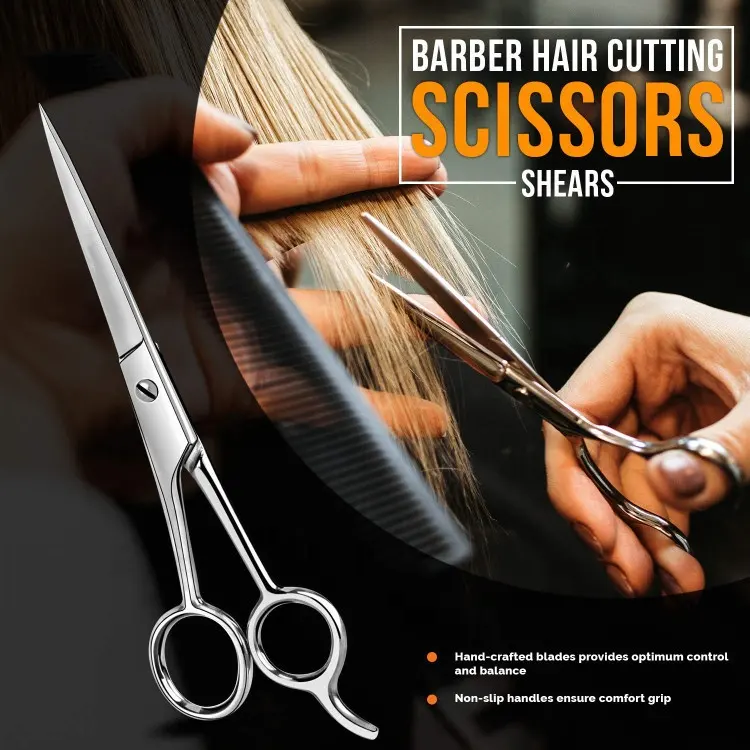 Hair Cutting Scissors 6.5-Inches Professional Barber Hair Cutting Scissors Stainless Steel Reinforced With Chromium To Resist Tarnish And Rust