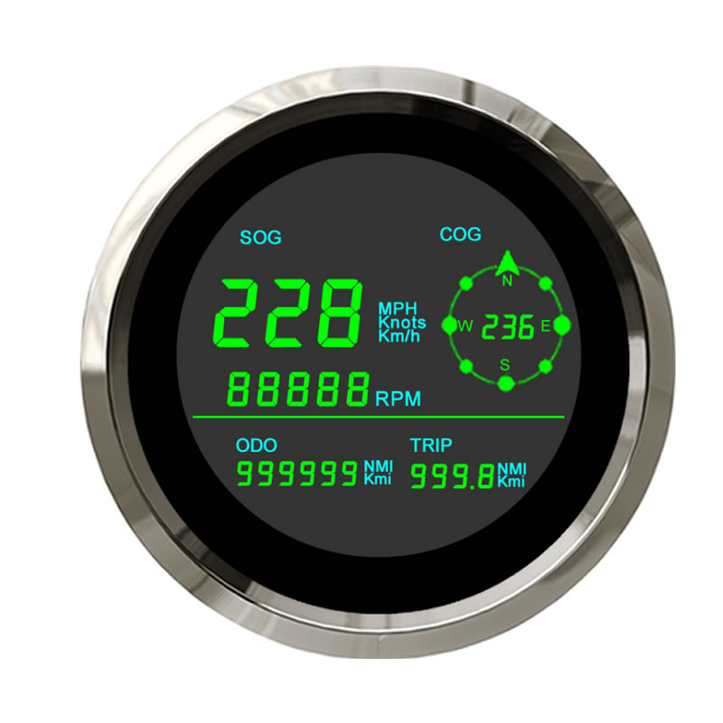85mm LCD Display GPS Speedometer with Tachometer Total/Trip Odometer Show E Scooter Motorcycle Boat Digital Gauge