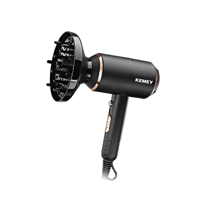 KEMEY KM-8896 Three-Gear Adjustable Automatic Thermostat Tail Hook 1300w Black Cold Hot Big Power Salon Professional Hair Dryer