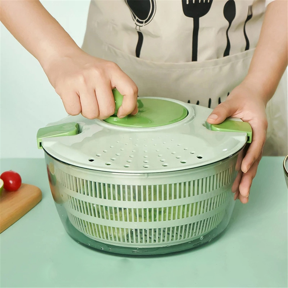 Large Salad Spinner Manual Multifunctional Vegetanle Drain Basket Manual Lettuce Washer Dryer Spinner