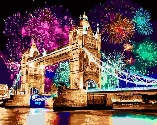 2021 DIY Painting by Numbers Landscape Firework Night Sky 5D Customize Painting by Numbers for Adults and Kids