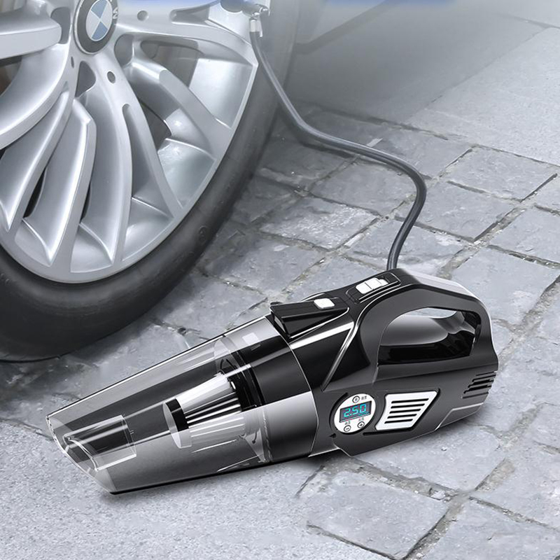 Handheld Car Vacuum Cleaner Inflator Tire Pressure Gauge 4 in 1 lurking hand vehicl vacuum car hoover mini car vacuum led light