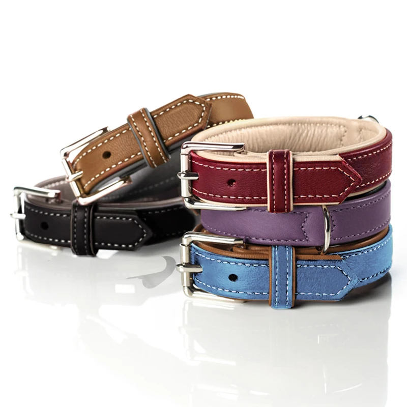 Factory Supply Wear-resistant Dog Leather Leash Pu Leather Dog Collar Pet Collars