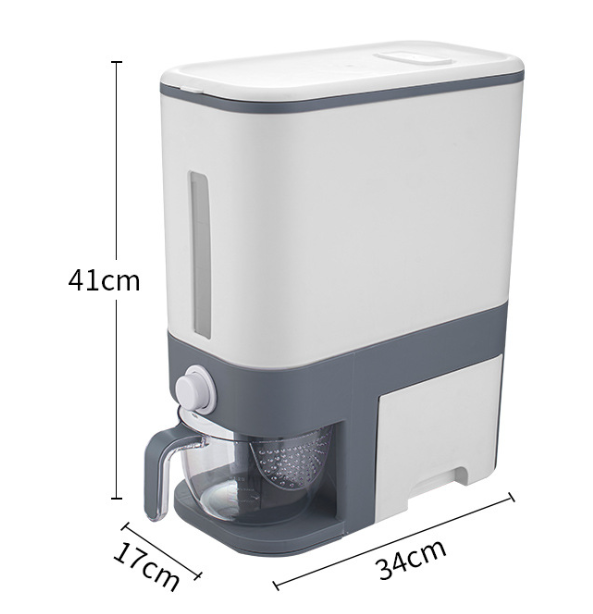 Large Cereal Dry Food Storage Box Rice Storage Container Measurable Rice Cylinder Automatic Rice Dispenser
