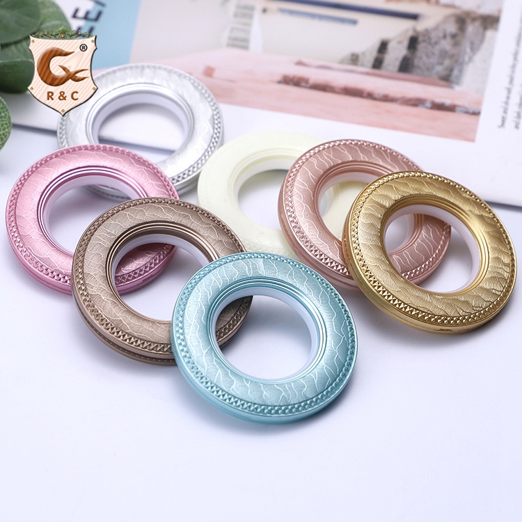 Home Decor Low MOQ Plastic PP Curtain Eyelet, Wholesale Curtain Accessories Factory Price Water Ripple Roman Ring /