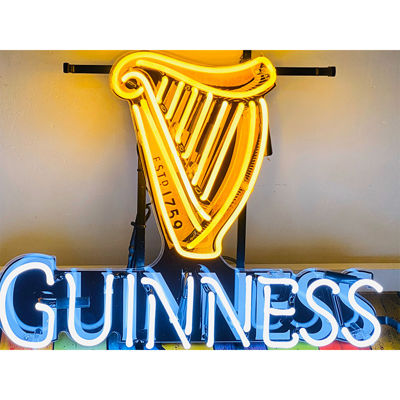 Изготовленный На Заказ настоящий стеклянный неоновый свет Guinness Harp яркий знак неоновый знак украшение для магазинов и баров