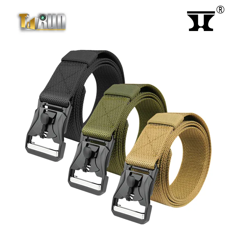 security outdoor combat belt military training belt magnetic buckle textile nylon belt