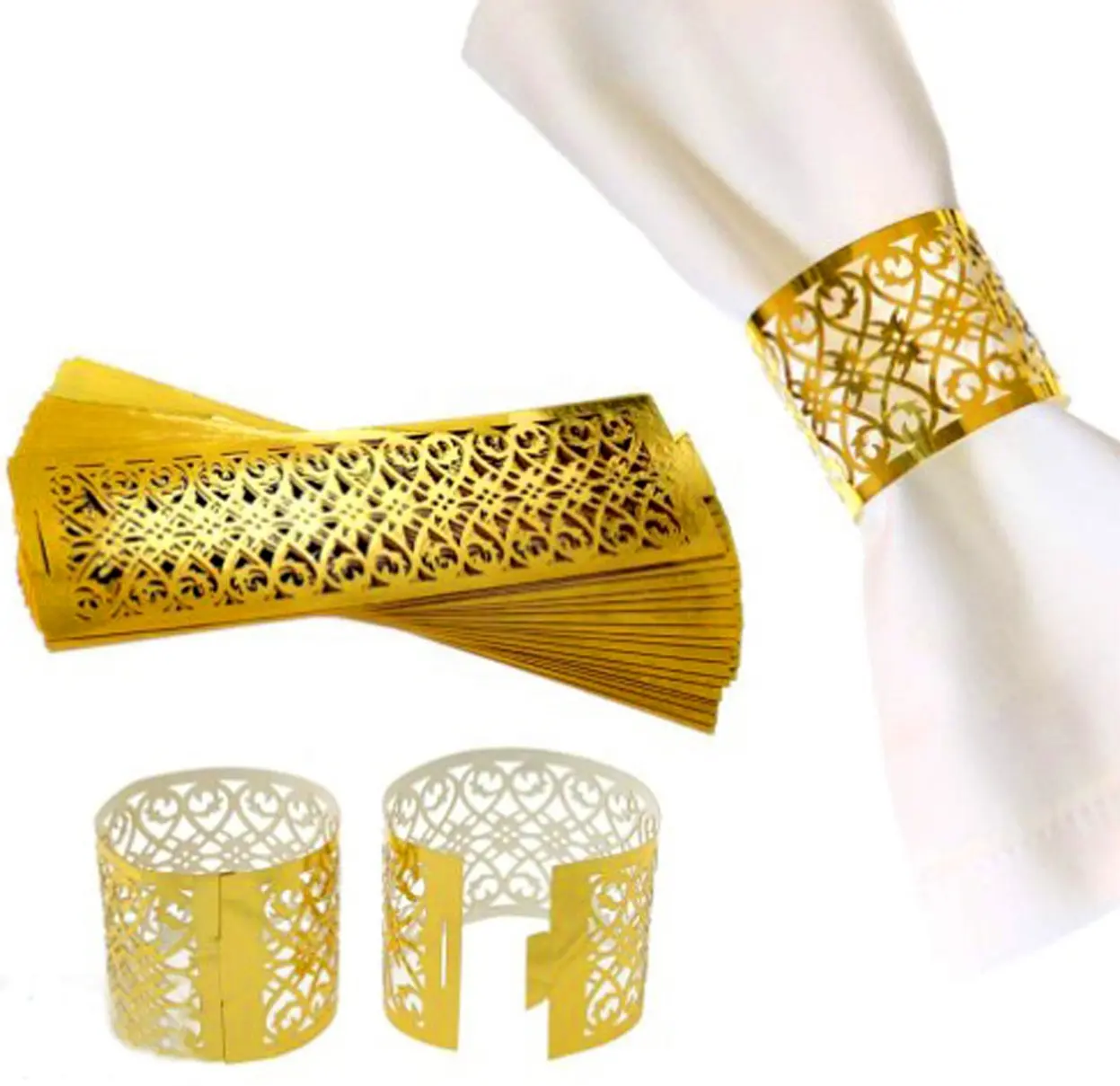 Laser Cutting Lace Flower Paper Napkin Ring Wedding Decoration Party Supplies Decoration Towel Buckle