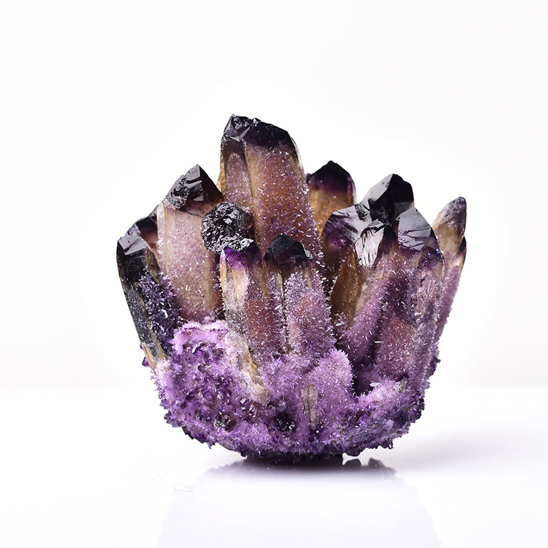 Natural Crystal Cluster Amethyst Specimen Mineral Ore Yellow Green Purple Quartz Reiki Healing Stone Raw Crystals Home Decor