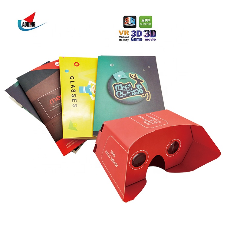 OEM printing cheap VR Cardboard 3D Headset flat Virtual Reality Box VR paper glasses