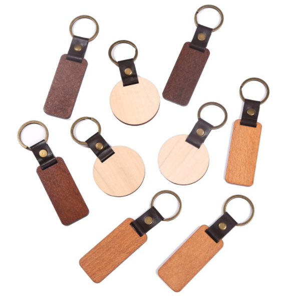 Wholesale Wood Keyring For Men personalise Keys PU Leather Keychain for Women Accessories Trend Fashion Gifts Supplies gifts