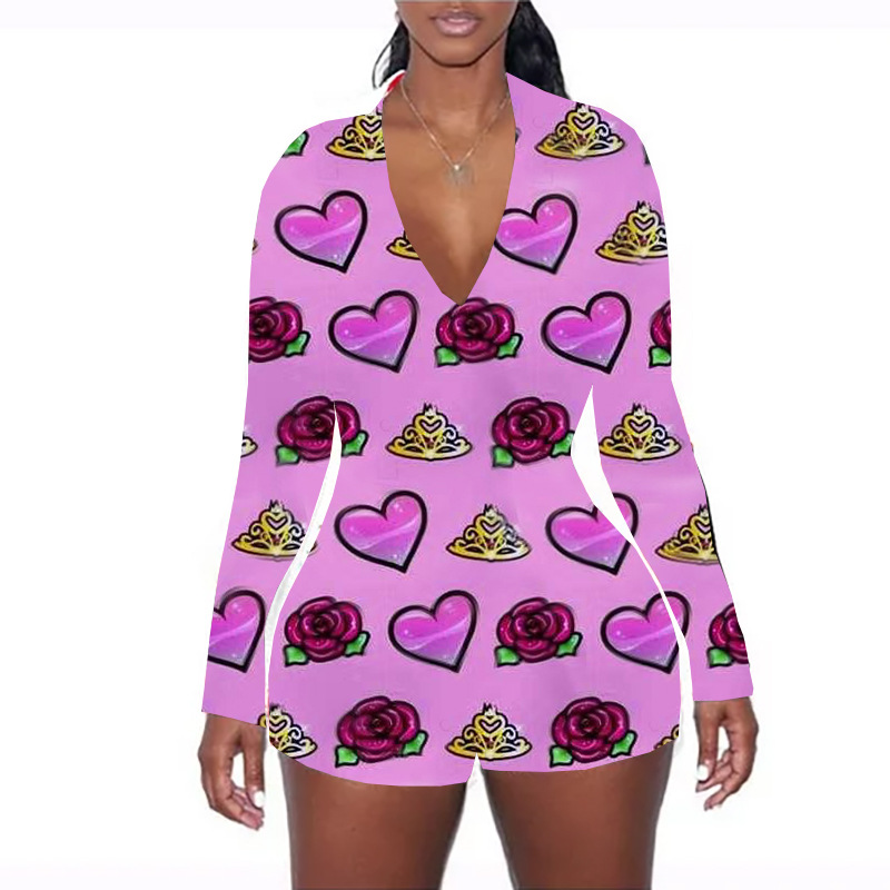 Уровень 1818 модный принт день Святого Валентина Пижама для взрослых Onesie; Большие размеры для женщин на День святого Валентина, пижамы