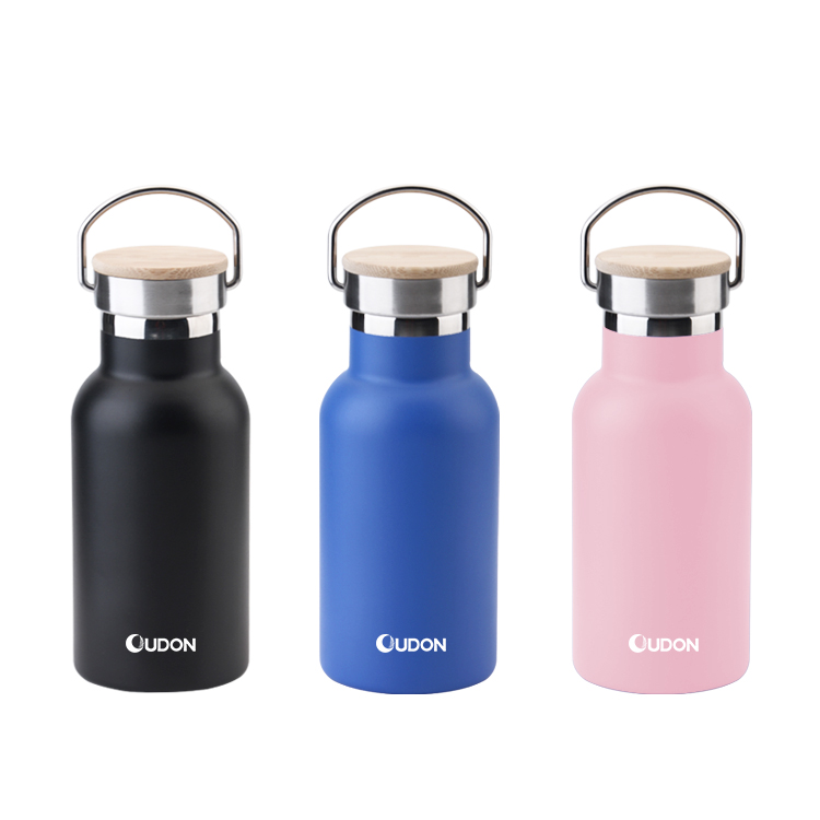 Stock double wall bamboo Lid vacuum flask stainless steel thermal thermos water bottle